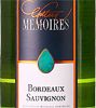 AOC Bordeaux sauvignon Château Mémoires Cuvée 2010